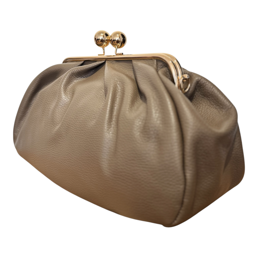 Geantă din piele naturală Adele – model clic-clac cu bilă