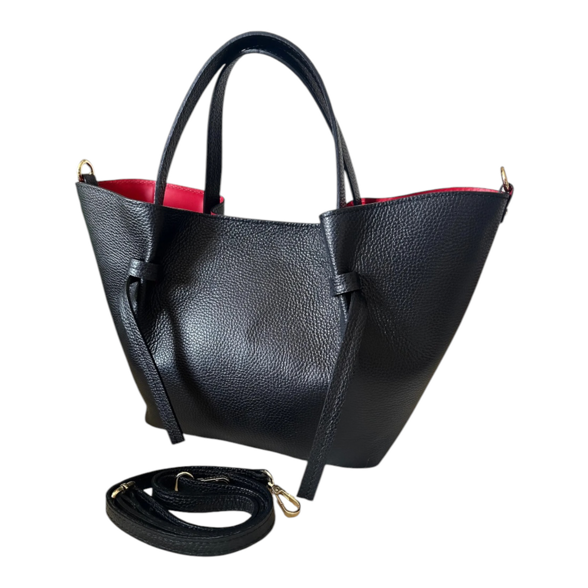 Geantă din piele naturală Sandy – model tote cu noduri laterale