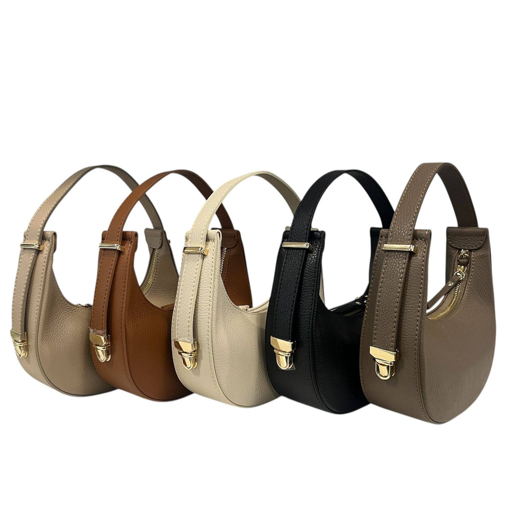 Geanta Solene din piele naturală Dollaro – design elegant în formă de semilună