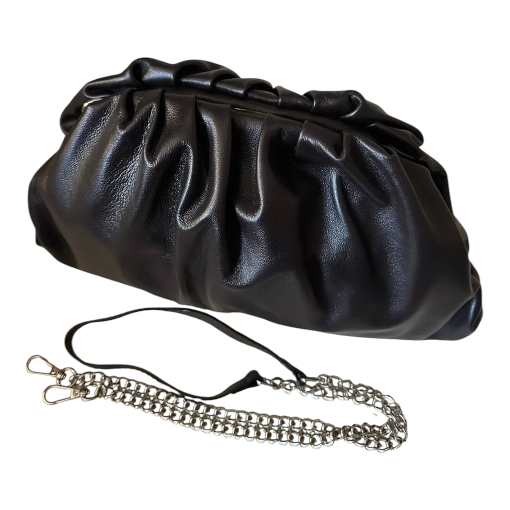 Geanta clutch maxi Cleo din piele naturală