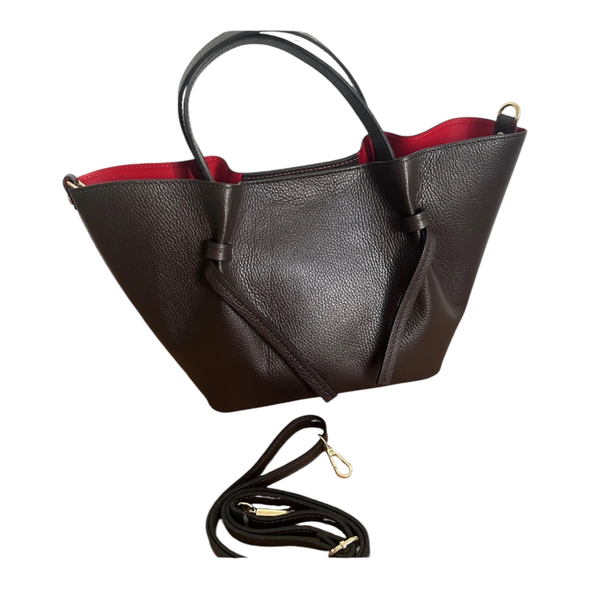 Geantă din piele naturală Sandy – model tote cu noduri laterale