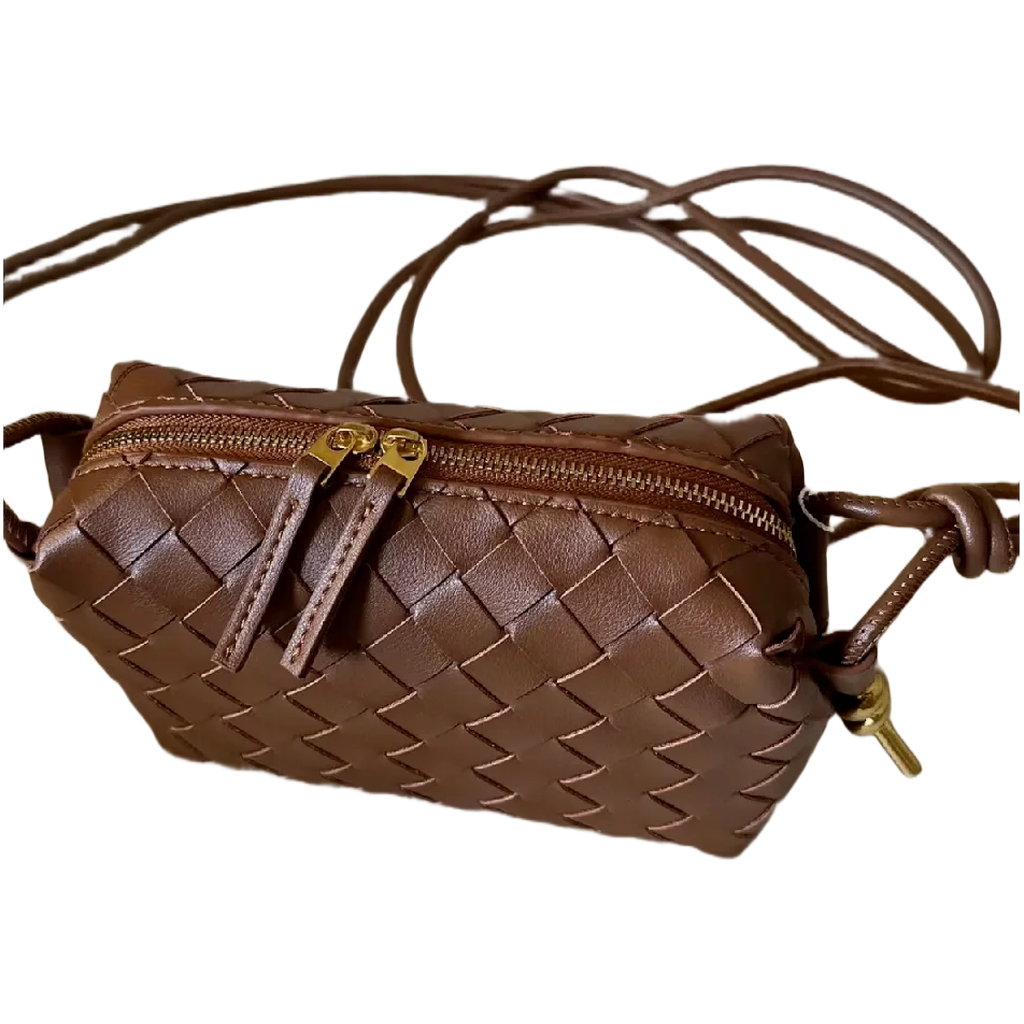 Geanta Margot crossbody, de tip camera bag, din piele naturală împletită